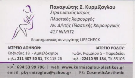 Πλαστικός Χειρουργός Αμπελόκηποι Αθήνα Κυρμίζογλου Παναγιώτης